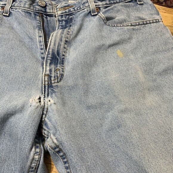 Levis 550 Mens Vintage Denim Blue Jeans 38x32 red tab Distressed Paint - Picture 4 of 9